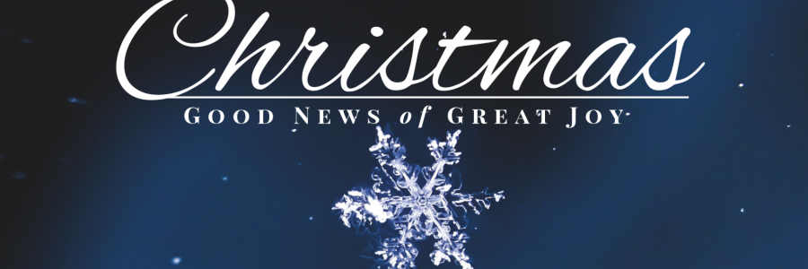 Image has the title Christmas, Good News of Great Joy.  There is a single pale blue star on a dark blue background.